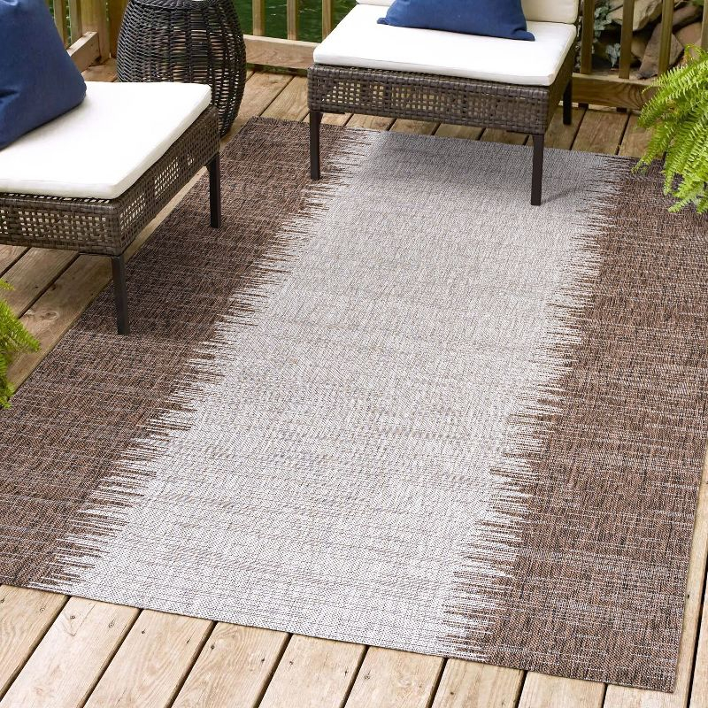 3'x5' Tavira Modern Strie' Indoor/Outdoor Area Rug, Brown/Beige - JONATHAN Y