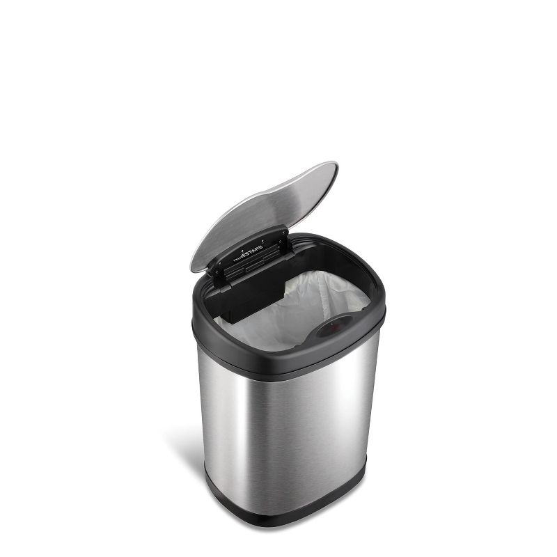 Nine Stars 3.2gal/12L Motion Sensor Trash Can Silver: Stainless Steel, Kitchen, Rectangle, Trash Can with Lid