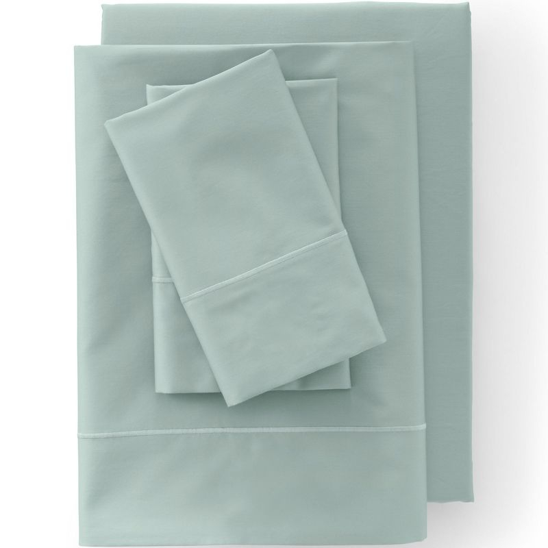 Lands' End 400 Thread Count Premium Supima Cotton No Iron Sateen Fitted Bed Sheet - King - Desert Sage