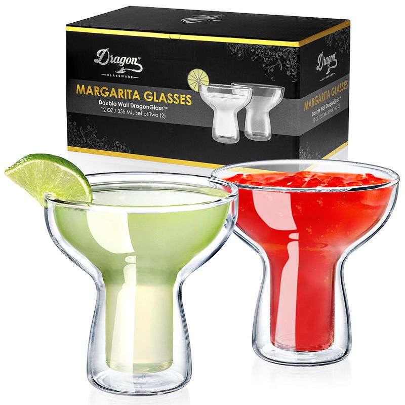 Dragon Glassware 12 oz Margarita Glasses Clear  Set of 2