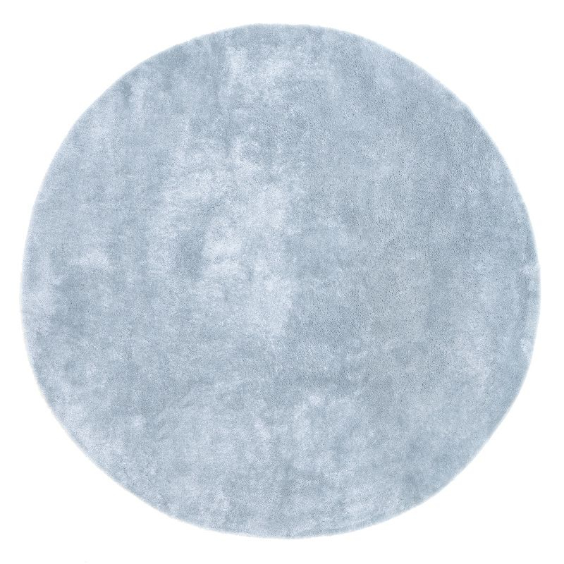 Nuloom Loni Cozy Plush Solid Pet Friendly Premium Machine Washable Shag Area Rug, Round 4', Light Blue