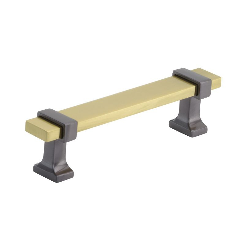 Amerock Overton 3-3/4 inch (96mm) Center-to-Center Brushed Gold/Black Chrome Cabinet Pull