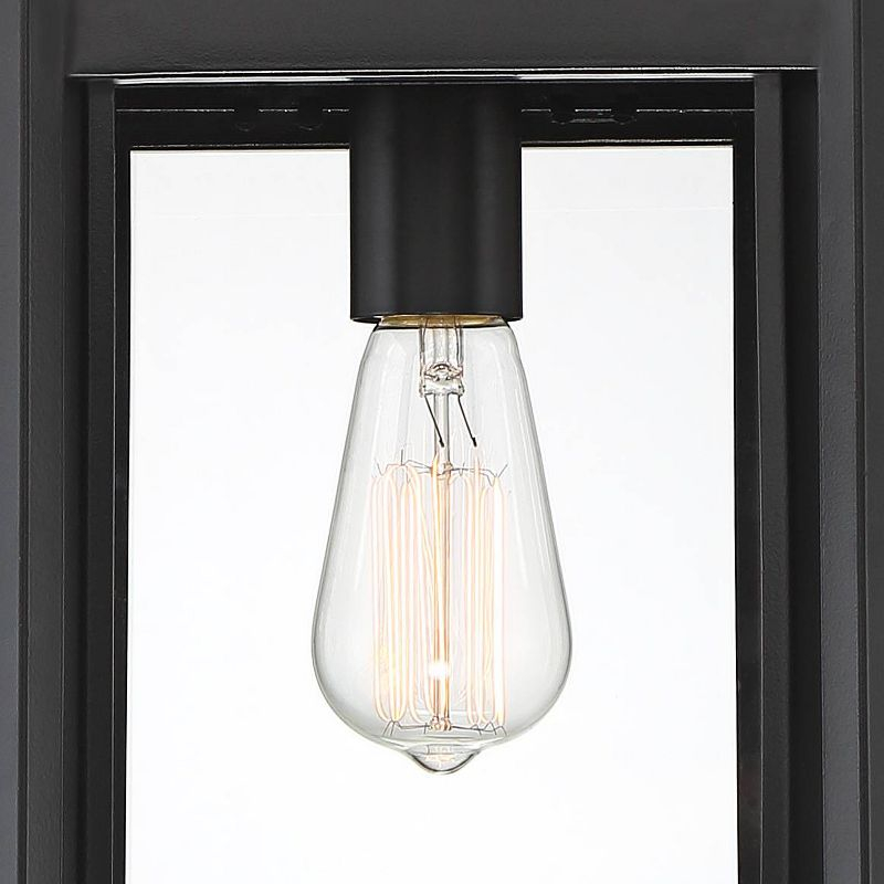 Franklin Iron Works Rockford Rustic Outdoor Hanging Light Black Iron 17" Clear Beveled Glass for Post Exterior Barn Deck House Porch Yard Patio Home
