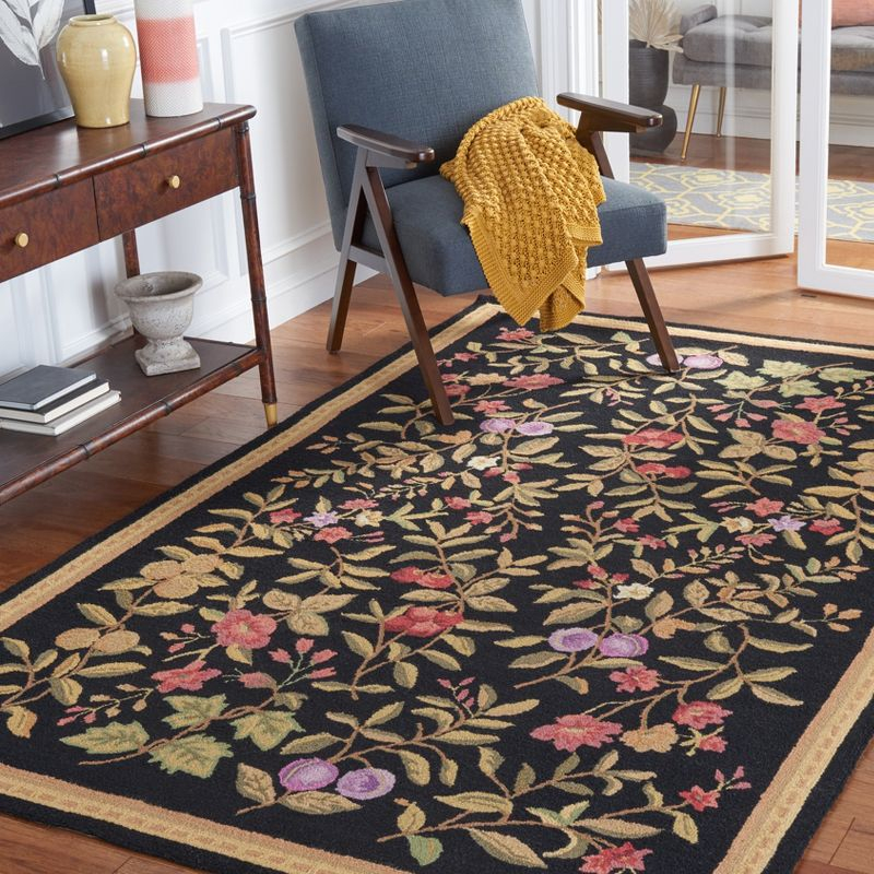 Chelsea HK210 Hand Hooked Accent Rug - Black - 2'9"x4'9" - Safavieh.
