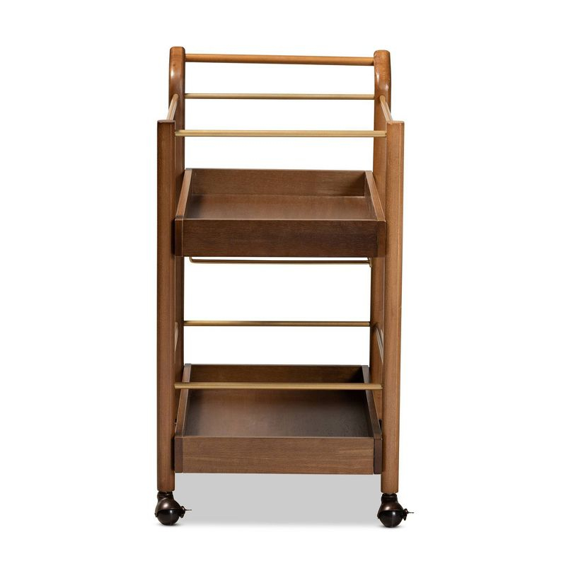 2 Tier Tahir Metal Mobile Bar Cart Brow/Gold - Baxton Studio