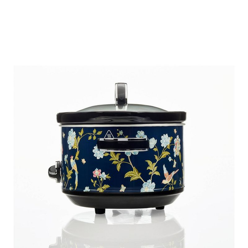 Laura Ashley 3.5L Slow Cooker Navy: Ceramic & Stainless Steel, 3 Settings, 320W, Keep Warm, 4 Quart Pot, 1-Year Warranty
