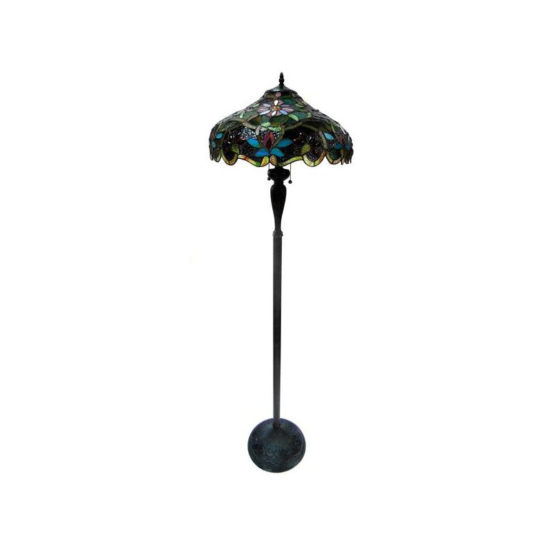 Chloe Lighting Leslie Tiffany-style Victorian 2 Light Floor Lamp 18" Shade