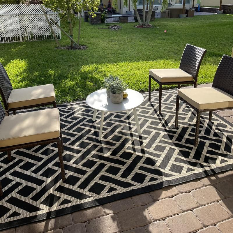 Courtyard CY6306 Power Loomed Indoor/Outdoor Area Rug - Anthracite/Light Beige - 5'3"x7'7" - Safavieh.
