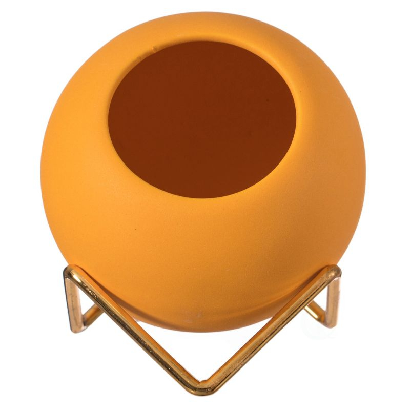 Fabulaxe Small Modern Ceramic Flower Vase for Living Room, Home Office Table, Dining Room and Entryway, Yellow