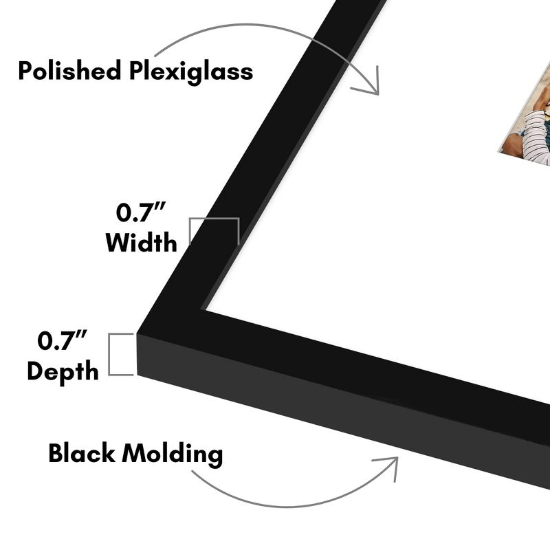 Americanflat 5x7 Picture Frame With Oversized Mat 14x18 Frame - Shatter-Resistant Glass Front Cover - Black