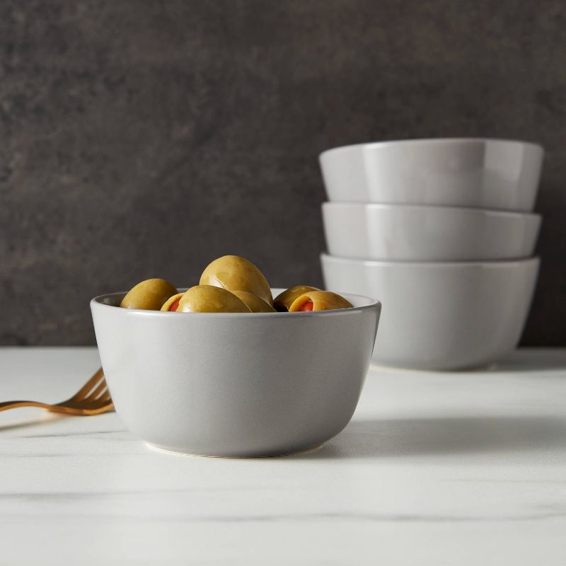 8oz 4pk Stoneware Avesta Mini Bowls Gray - Threshold™: Modern Snack & Ice Cream Bowls, Microwave & Dishwasher Safe