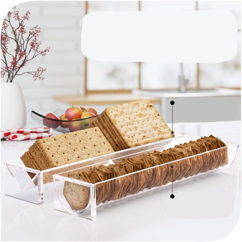 Srenta Clear Cracker Tray for Serving, Set of 2 Rectangular Cracker Holder for Serving Trays, Acrylic Food Display Cracker Serving Stand for Home