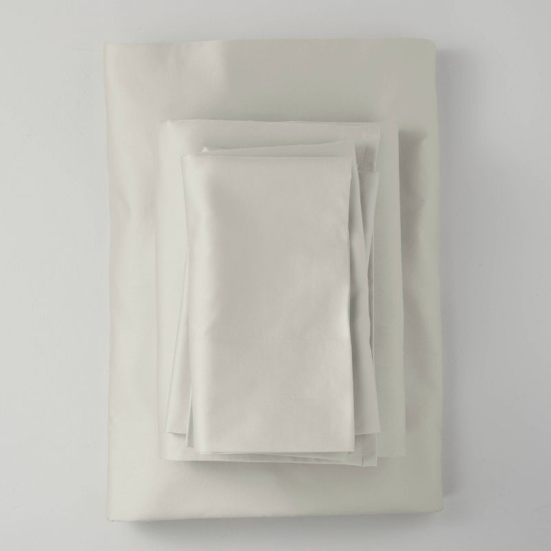 Queen 500 Thread Count Washed Supima Sateen Solid Sheet Set Natural - Casaluna™
