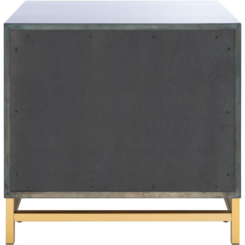 Fenno 2 Drawer Nightstand - Teal/Brass - Safavieh.