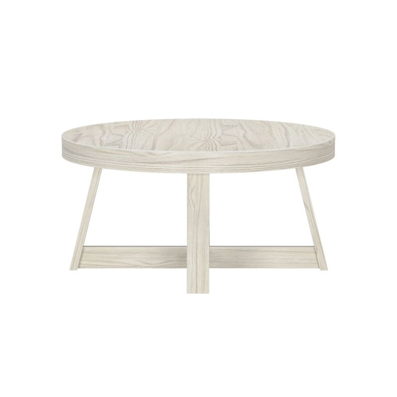 Plank+Beam Classic Solid Wood Round Coffee Table, 36" Farmhouse Table for Living Room