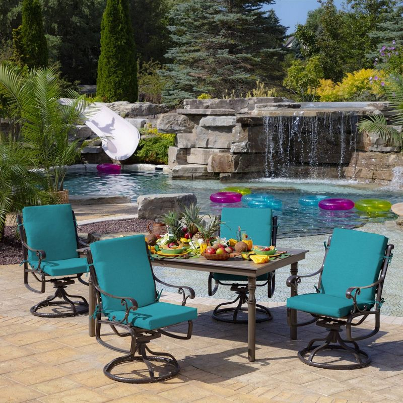 Arden 44"x20" Outdoor High Back Dining Chair Cushion Lake Blue Leala Texture: Water-Resistant, UV Protection