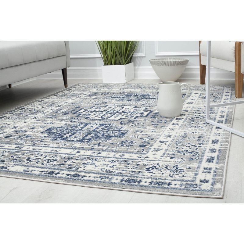 Rugs America Gallagher GL55F Inky Sundara Vintage Transitional Blue Area Rug for Dining Room Rug Neutral Rug Living Room Rug Kitchen, 5'3"x7'