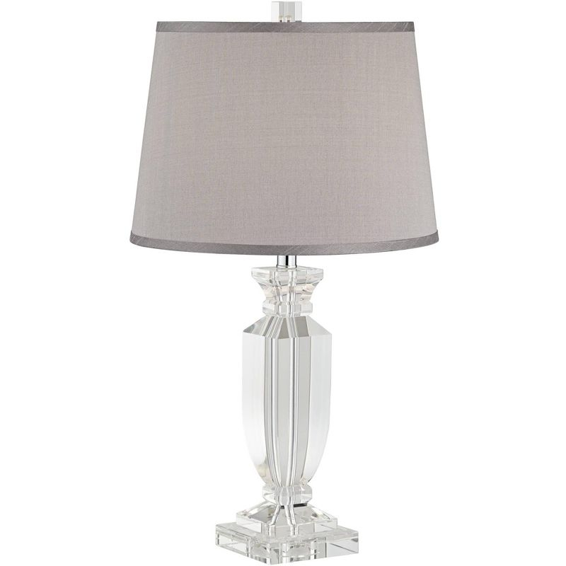 Vienna Full Spectrum Traditional Table Lamp 25" High Crystal Body Gray Tapered Drum Shade for Living Room Bedroom Bedside Nightstand Family