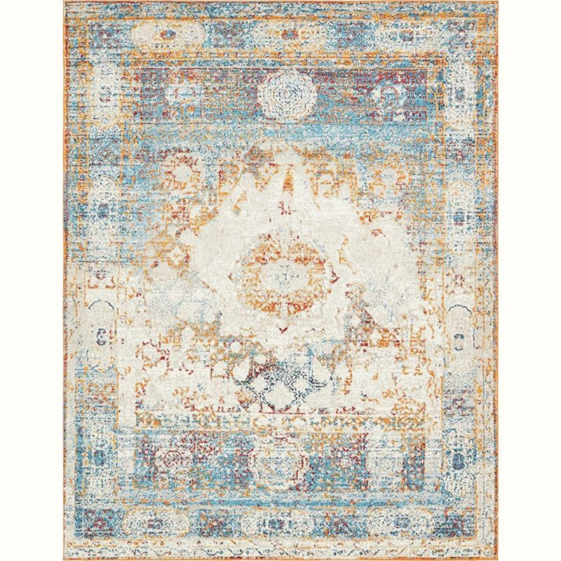 Unique Loom Rosso Collection Area Rug - Bellini (8'  x 10' Rectangle Beige/Blue)