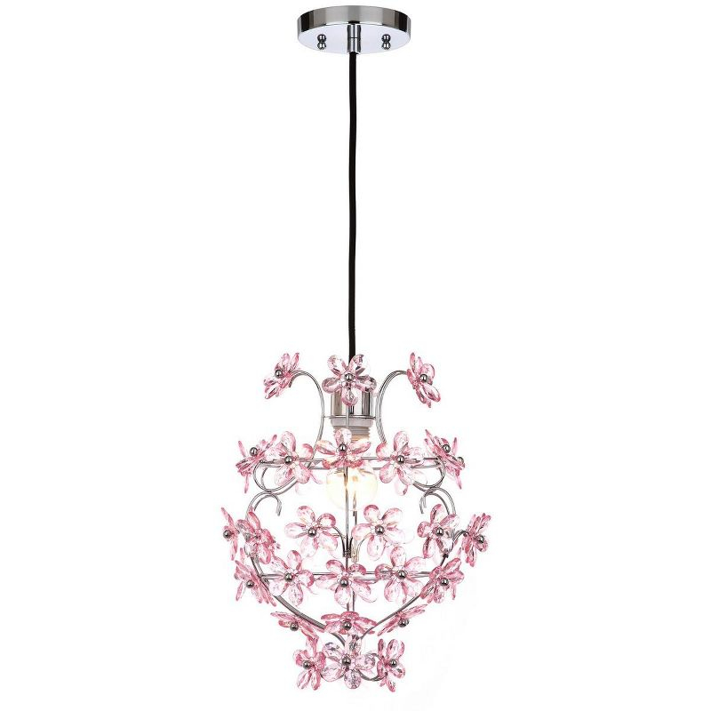 Raz Floral Pendant Lamp - LIT4487 - Chrome - Safavieh