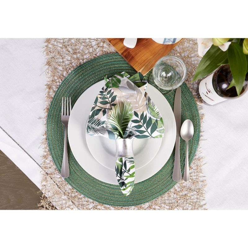DII Metallic Woven Round Placemat, Green, 15" Diameter