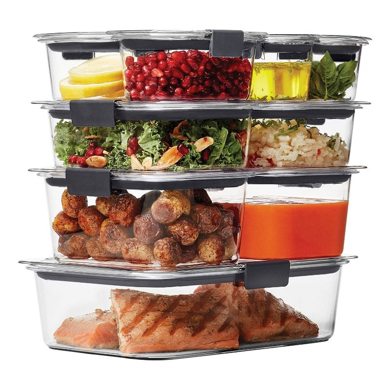 Rubbermaid Brilliance 18pc Plastic Food Storage Container Set: Clear, Microwave & Freezer Safe, Dishwasher Safe, Lids Included