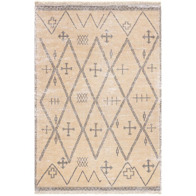 Nuloom Chantal Geometric 5x8 Wool Indoor Area Rug for Living Room Bedroom Dining Room Kitchen, Beige/Ivory