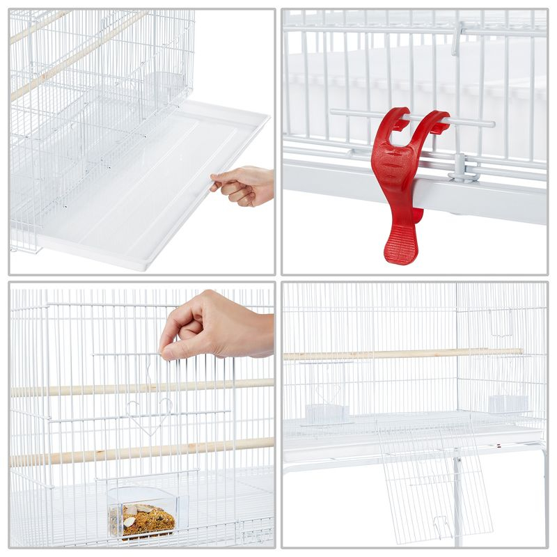 Yaheetech Metal Bird Cage with Rolling Stand for Small Birds Parrots Parakeets Conures White