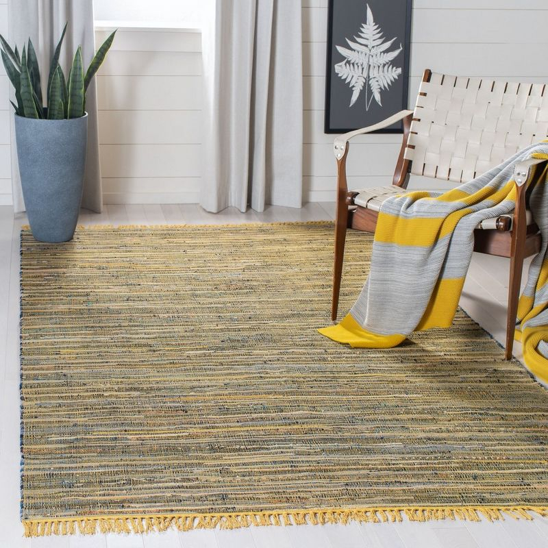 Rag Rug RAR127 Hand Woven Indoor Accent Rug - 4'x6' - Yellow/Multi - Safavieh