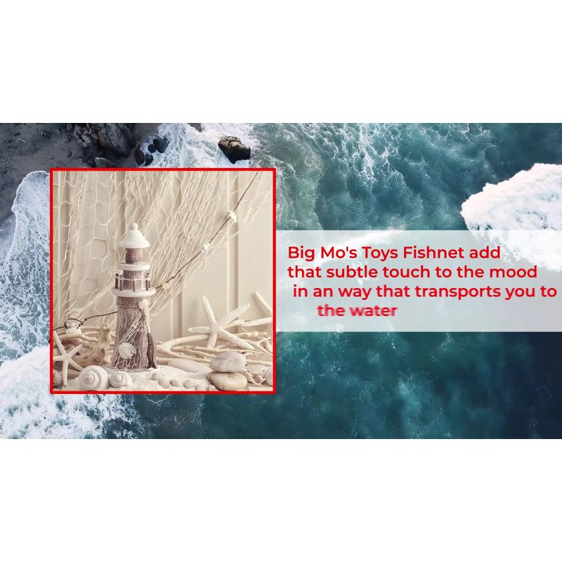 Big Mo's Toys Fish Net Party Decorations Nautical Wall Decor - 14 ft - Natural