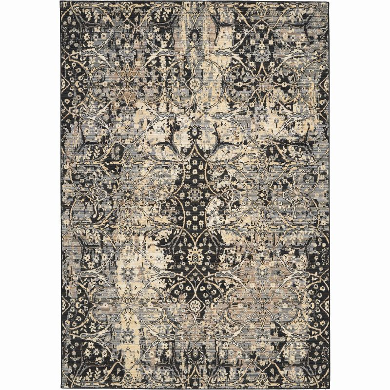 Nourison Majestic MST01 Black/Beige/Gray Indoor Area Rug - 5'6 x 8'