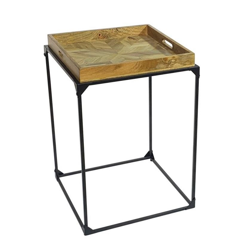 Carolina Living Cooper Tray Table - Inlay Natural - Black