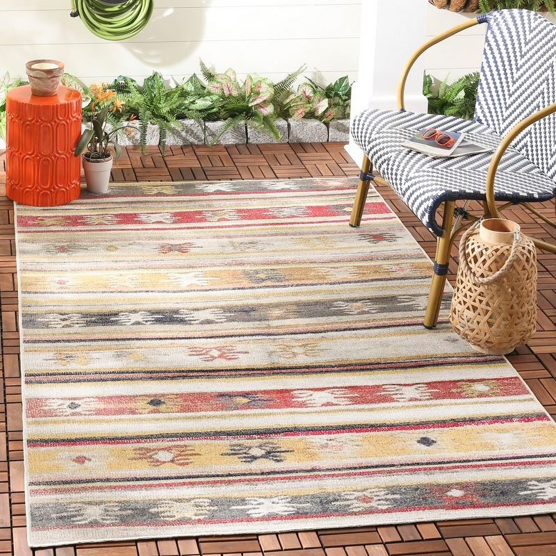 Montage MTG238 Power Loomed Indoor/Outdoor Accent Rug - Taupe/Multi - 3'x5' - Safavieh