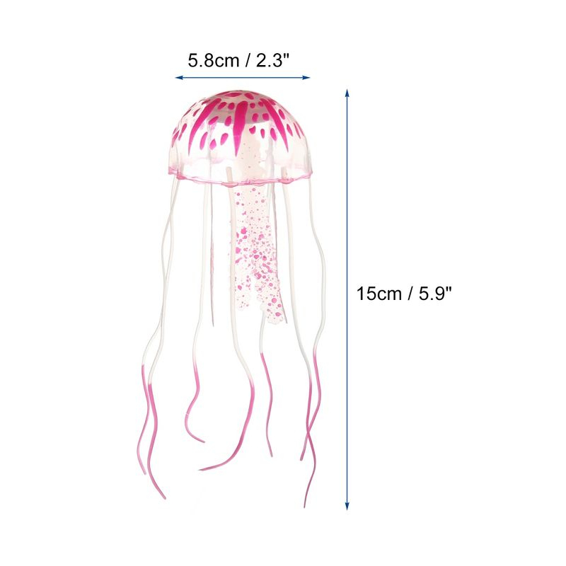 Unique Bargains Aquarium Jellyfish Glow Decoration with Suction Cup 2.3"x5.9" Pink