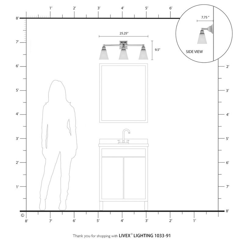 Livex Lighting Mission 3 - Light Vanity in  Brushed Nickel