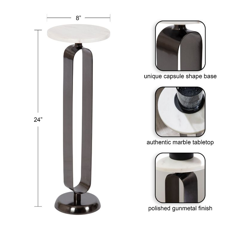 Kate and Laurel Helio Glam Drink Table, 8x8x24, Pewter