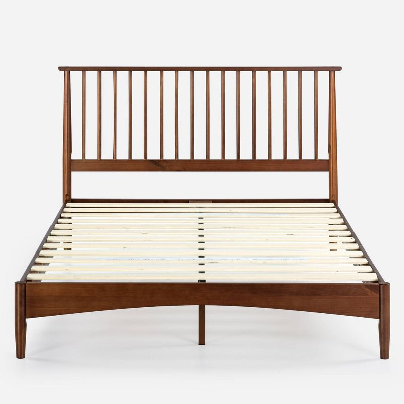 King Linda Wood Platform Bed Frame Brown - Zinus: Solid Pine, No Box Spring Needed, Easy Care