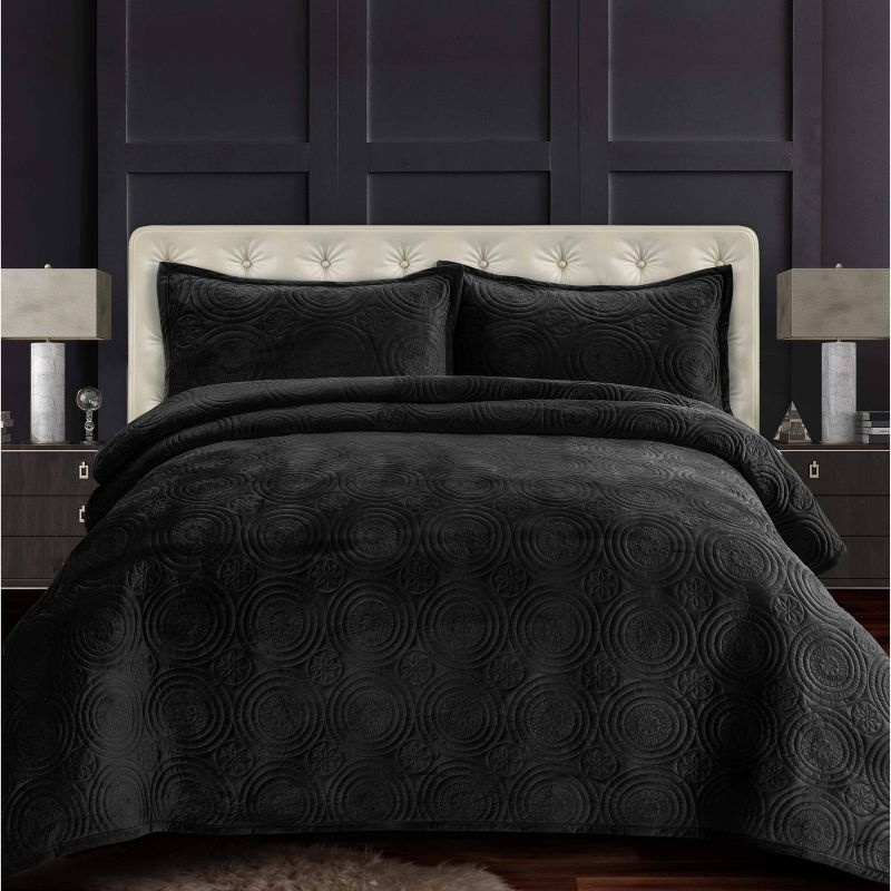 Tribeca Living Capri Velvet Quilt Set