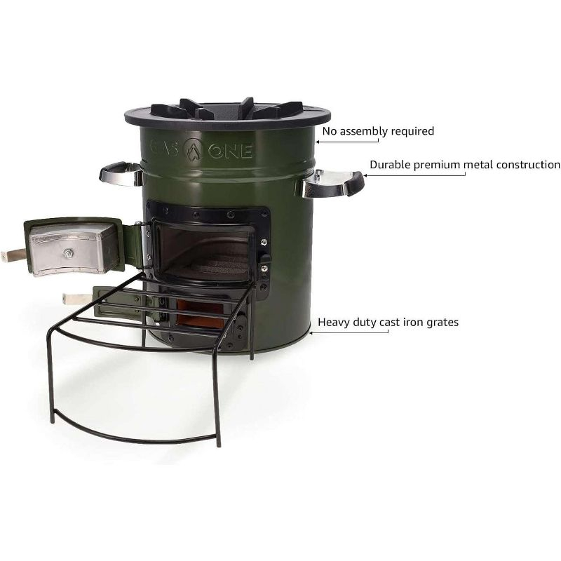 GasOne Portable Wood Burning Rocket Stove Camping for Backpacking, Hiking, RV and Survival - Insulated Barrel Stove Kit with Silicone Handles