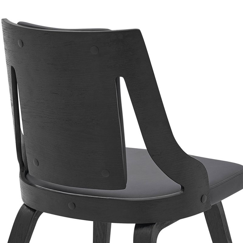 Set of 2 Aniston Faux Leather Wood Dining Chairs Gray/Black - Armen Living