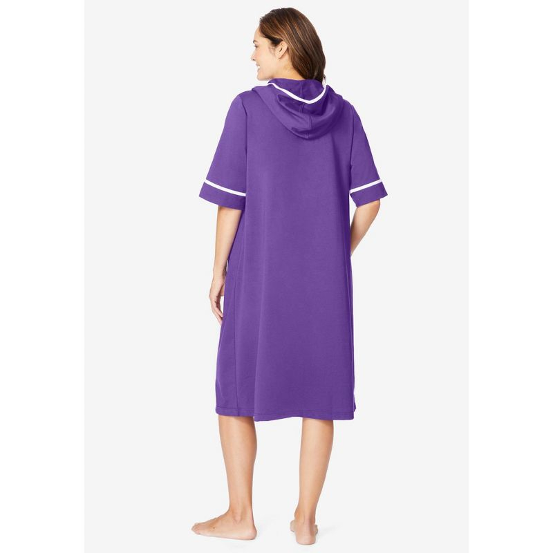Dreams & Co. Plus Size Short French Terry Robe - 4X, Plum Burst