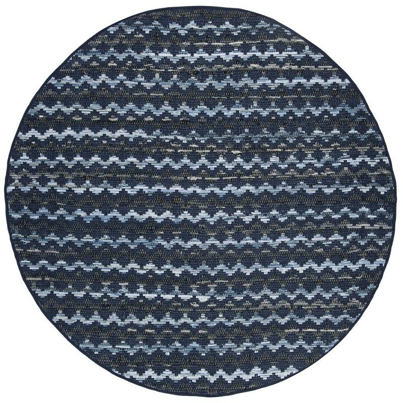 Montauk MTK120 Hand Woven Indoor Accent Rug - Navy Blue/Black - 4' Round - Safavieh