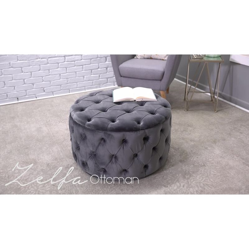 Zelfa New Velvet Ottoman Gray - Christopher Knight Home
