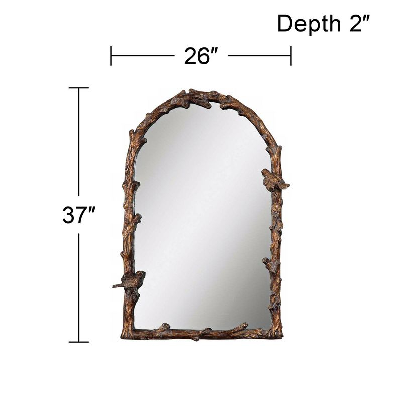 Uttermost Arched Top Vanity Accent Wall Mirror Rustic Antique Gold Gray Metal Frame 26" Wide for Bathroom Bedroom Living Room Home