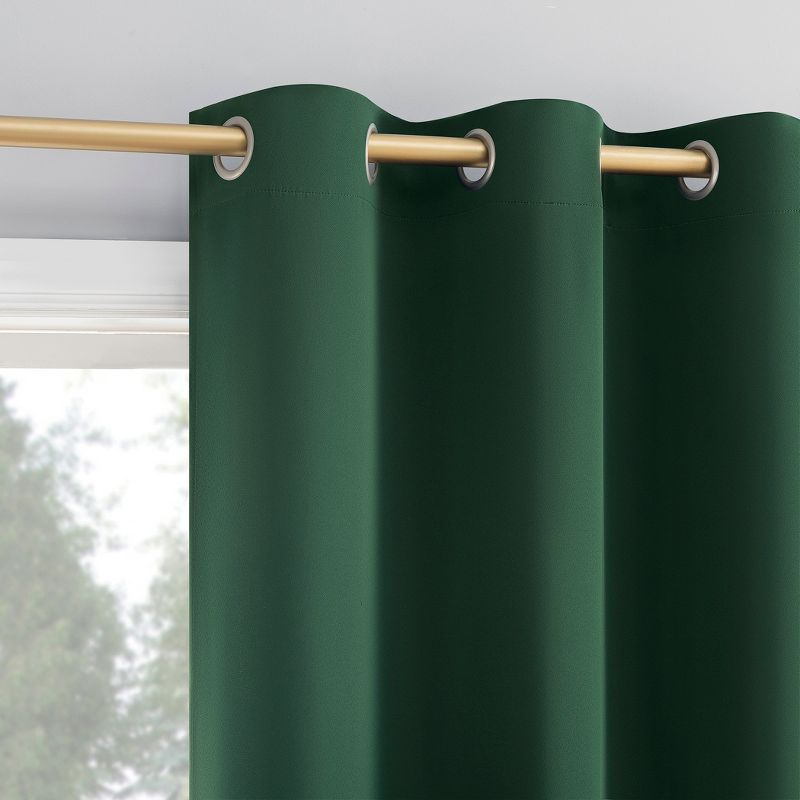 40"x95" Sun Zero Blackout Kenneth Energy Saving Grommet Curtain Panel Evergreen: Modern, Thermal Insulated, Noise Reduction