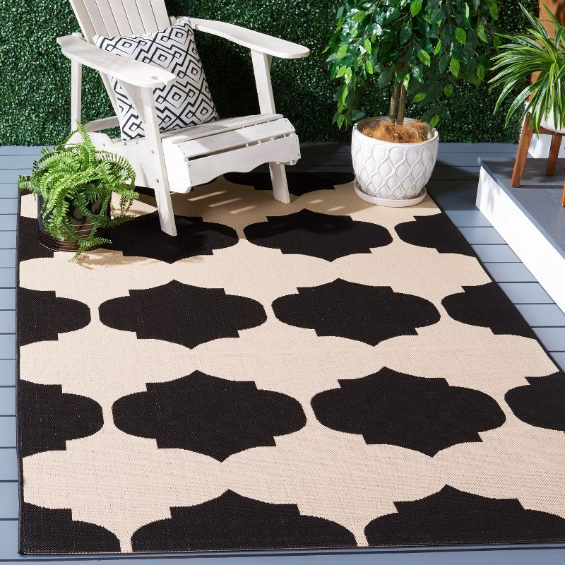 Courtyard CY6162 Power Loomed Indoor and Outdoor Area Rug - Beige/Black - 5'3"x7'7" - Safavieh
