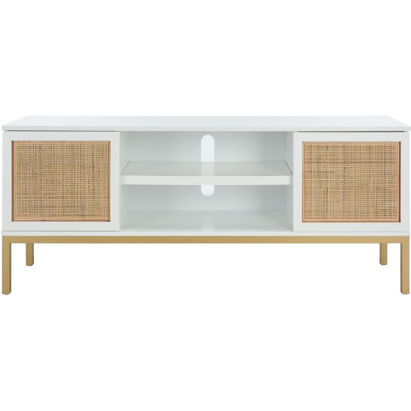Zadie 2 Shelf Rattan Media Stand - MED5009 - White/Gold - Safavieh