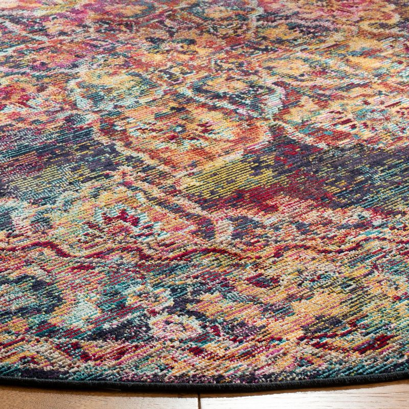 Crystal CRS513 Power Loomed Area Rug - Navy/Light Blue - 7' round - Safavieh.