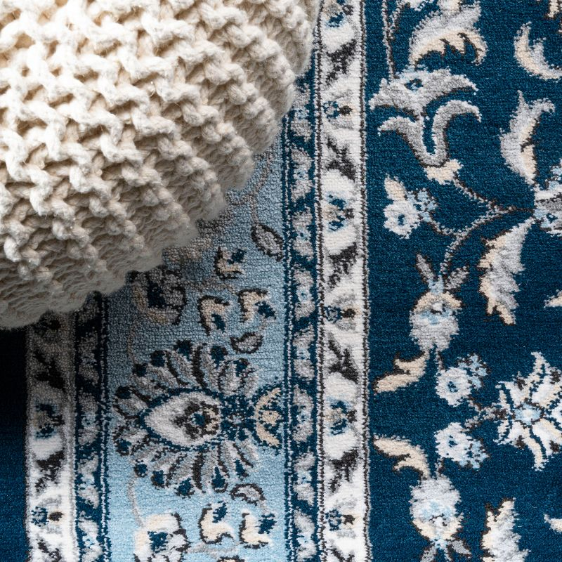2'x 8' Palmette Modern Persian Floral Runner Rug, Navy/Blue - JONATHAN Y