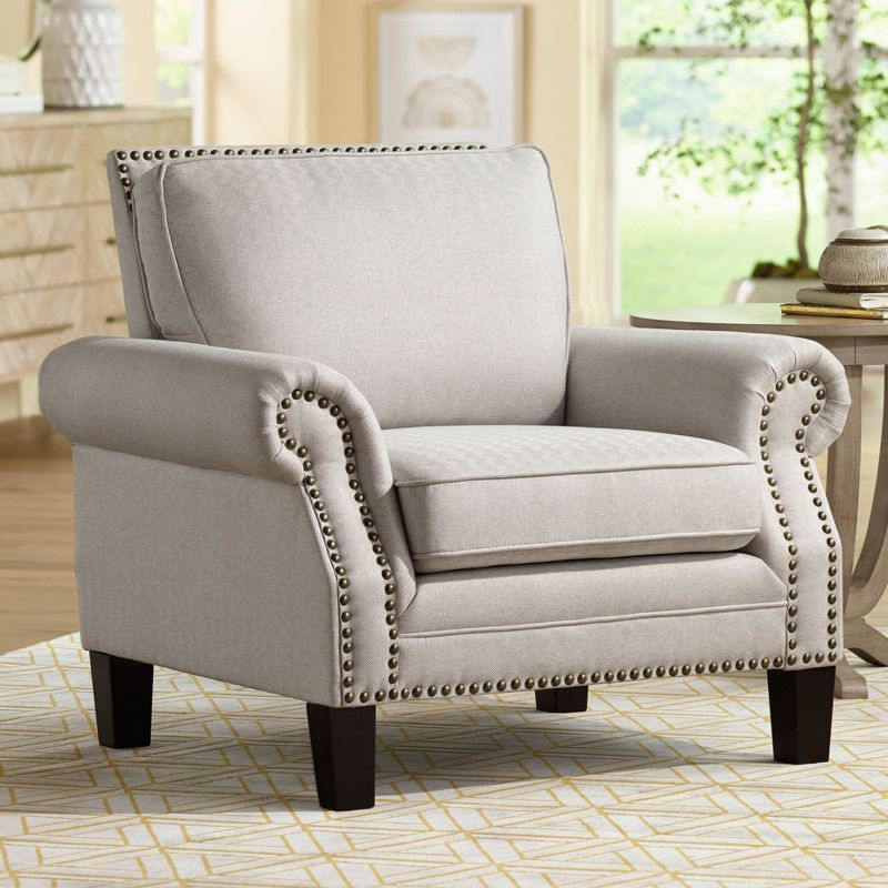 Elements Clyde Park Oslo Linen Nailhead Trim Armchair